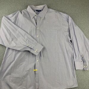 Tommy Hilfiger Button Down Mens 20 36-37 Blue Gingham Long Sleeve Tall Shirt